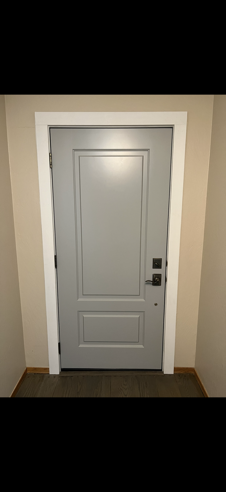 Gray exterior entry door installation East Bay